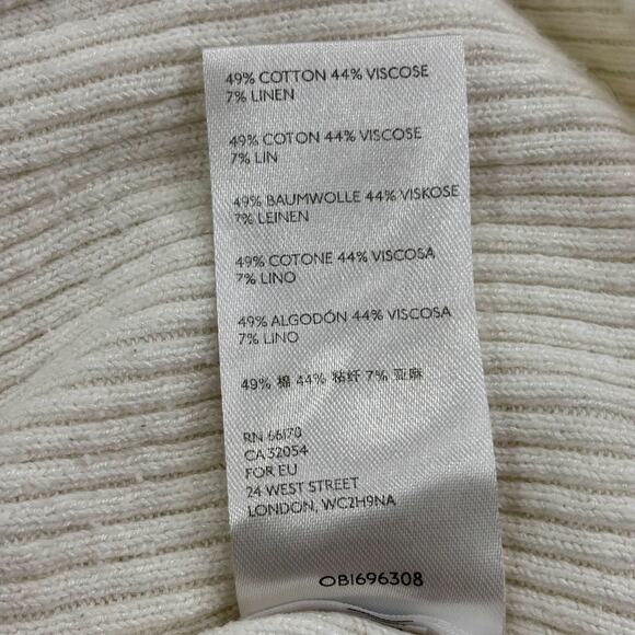 Free People Size XL Ella Button-Up Ivory Cotton Linen Sweater Cardigan Preppy - Picture 5 of 8